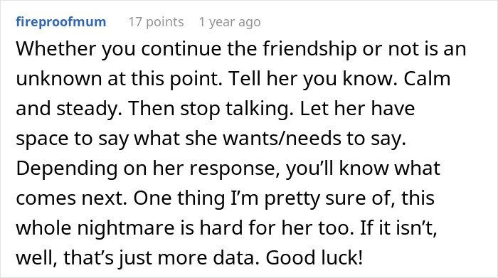 Screenshot of online comment offering advice on friendship, reflecting on emotional challenges in relationships.