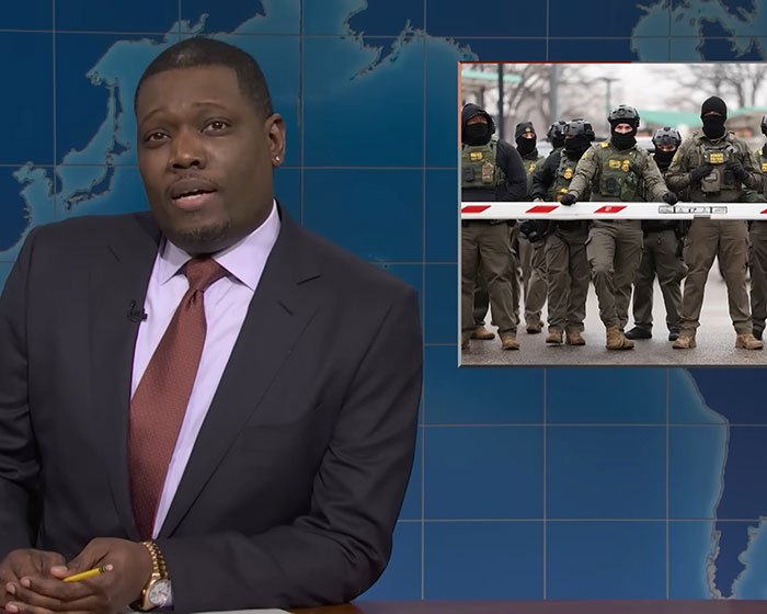 Michael Che on SNL Weekend Update segment reacting to controversial ICE joke sparking heated debate.