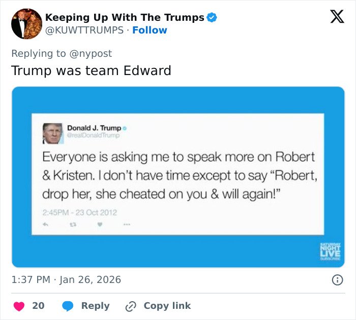 Screenshot of a tweet referencing Kristen Stewart hinting at reasons behind her potential exit from the US.