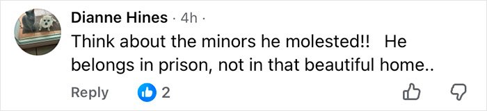 Screenshot of a social media comment criticizing Prince Andrew and discussing his potential prison sentence after eviction.