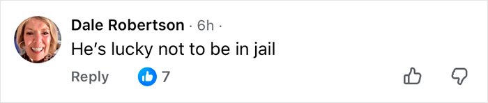 Comment stating he’s lucky not to be in jail, relating to Prince Andrew country move after eviction discussion.