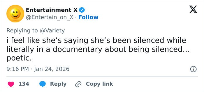 Screenshot of a social media post reacting to Amber Heard returning in a documentary about defamation suits and Depp trial.