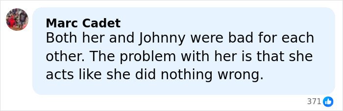Screenshot of a comment criticizing Amber Heard in the defamation suits and Depp trial documentary controversy.