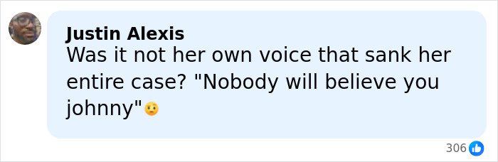 Comment on social media discussing Amber Heard returns in documentary revisiting defamation suits and Depp trial.