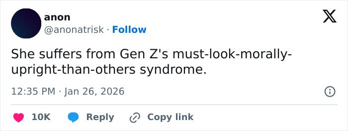 Tweet by anon criticizing Billie Eilish's American way of thinking in response to ICE controversy, with 10K likes.