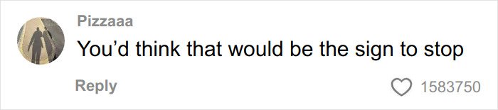 Screenshot of a TikTok comment saying you’d think that would be the sign to stop, related to toasted skin syndrome.