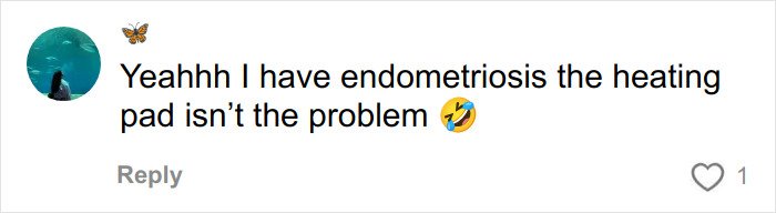 Screenshot of a social media comment discussing heating pad use and its relation to toasted skin syndrome.