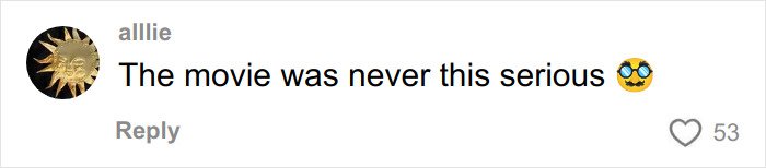 Comment by user alllie saying The movie was never this serious with an eye-roll emoji, related to disturbing comments by Justin Baldoni exposed during testimony.