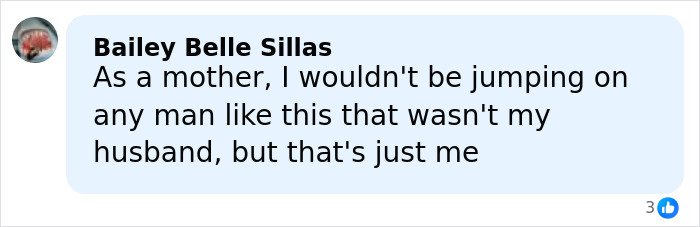 Comment discussing a mother’s reaction to a man who is not her husband, related to a viral wedding dance drama.