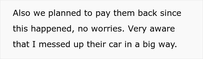 Text excerpt about planning to repay friends after damaging their car during a birth emergency inside the vehicle.