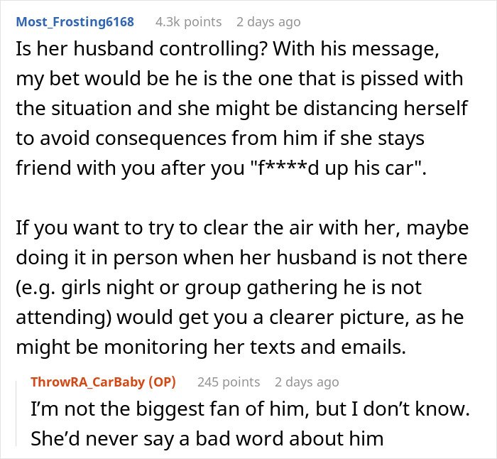 Commenters discuss a woman confused after giving birth in friends’ car, focusing on relationship and social dynamics.