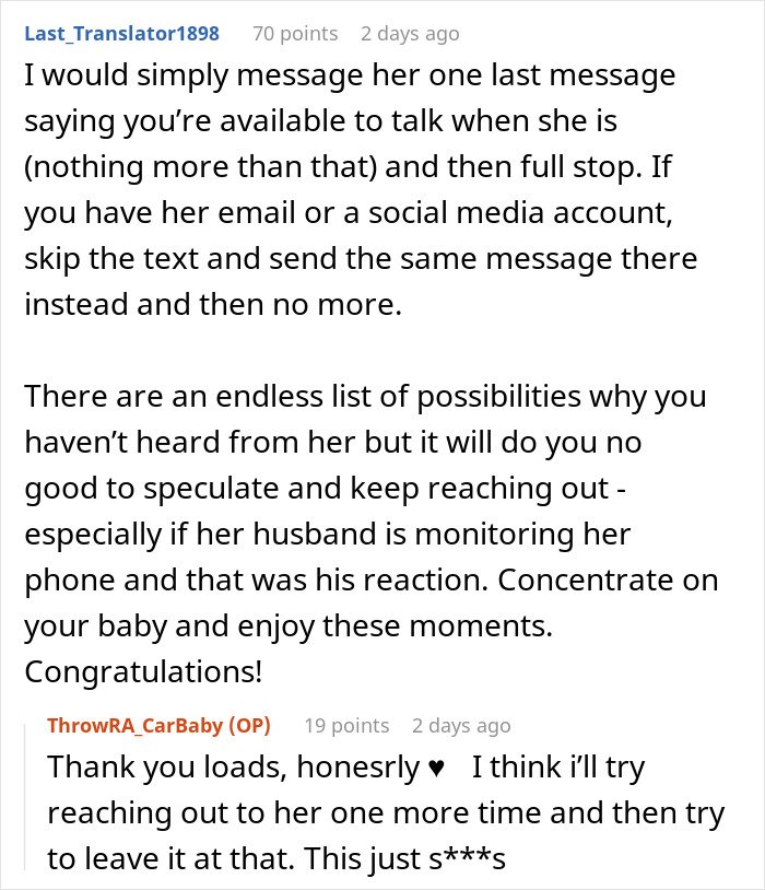 Woman gives birth in friends’ car, feeling confused as friends start ignoring her after the event.