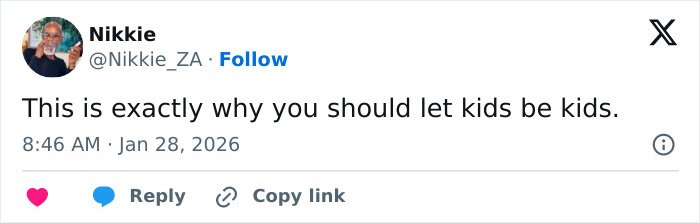 Tweet by Nikkie expressing opinion on why children should be allowed to be kids amid JoJo Siwa's massive transformation.