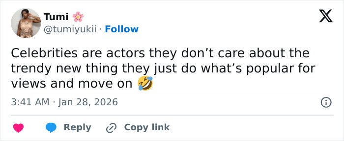 Tweet from user Tumi discussing celebrities and trends, relating to JoJo Siwa’s latest confession and massive transformation reactions.