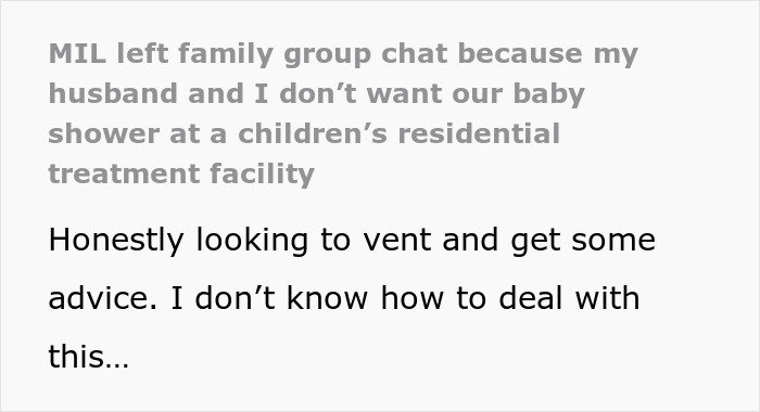 Text message about MIL throwing tantrum after inappropriate baby shower idea was rejected, causing family tension.