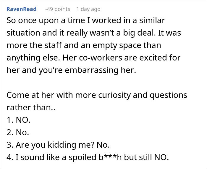 Comment discussing a mother-in-law&rsquo;s tantrum over rejected inappropriate baby shower idea in an online forum.