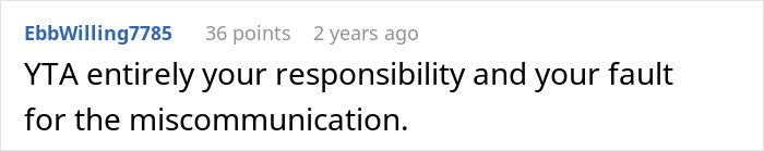 Reddit comment about man blaming wife for no slacks on business trip, internet users disagreeing with his excuse.