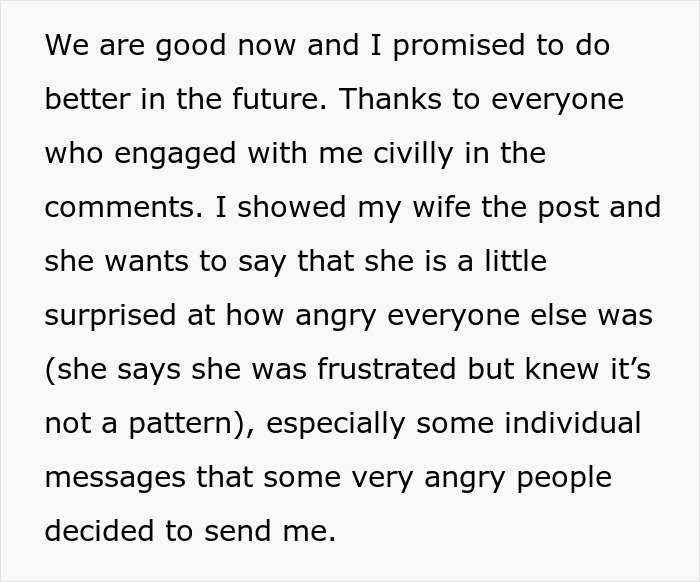 Man apologizing online after blaming wife for no slacks on business trip, facing backlash from internet users.