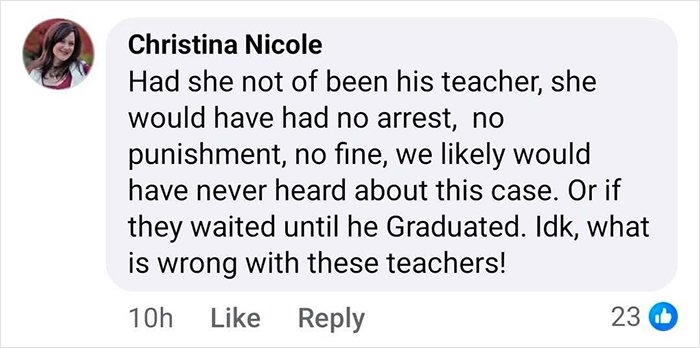 Comment on social media discussing teacher and student, highlighting bold texts from teacher to student after hours-long intimate encounter.