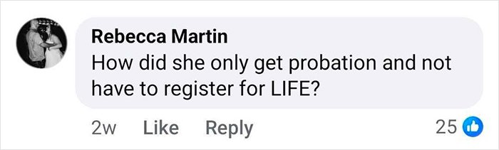 Comment questioning probation and registration in bold texts from teacher to student after hours-long intimate encounter.