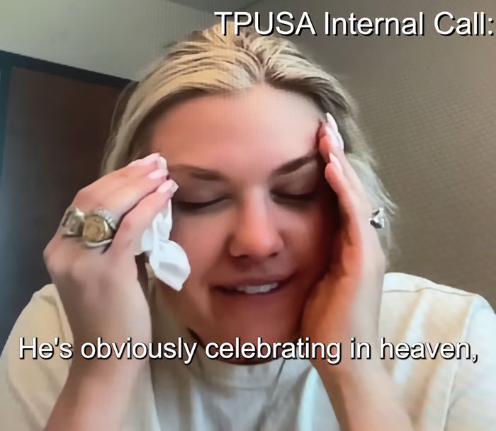 Erika Kirk with a tearful expression in leaked clip sparking backlash amid explosive audio after Charlie’s passing.