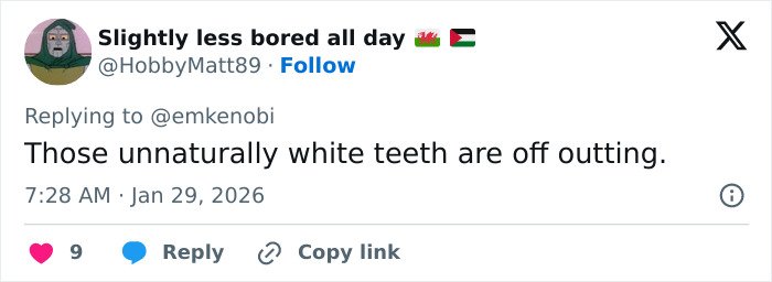 Twitter user Slightly less bored all day commenting on Erika Kirk’s grin in leaked clip days after Charlie’s passing.