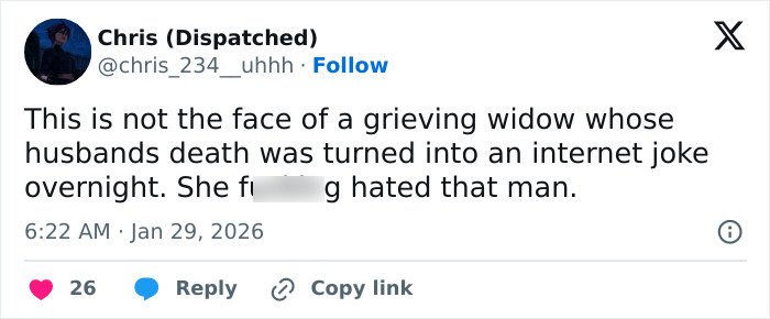 Screenshot of a tweet criticizing Erika Kirk’s grin and backlash related to Charlie’s passing and leaked explosive audio.