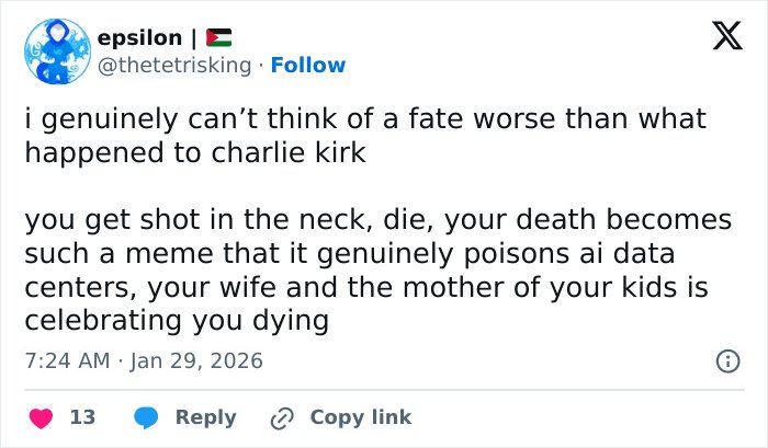 Tweet text criticizing Erika Kirk’s grin in leaked clip days after Charlie’s passing, sparking backlash amid audio.