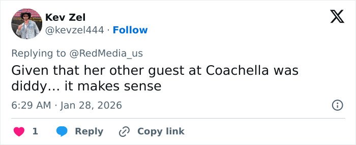 Tweet from Kev Zel discussing Ariana Grande's choice of Coachella guests amid Nicki Minaj and Donald Trump controversy.