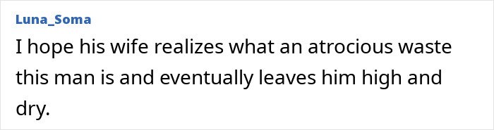 Comment from Luna_Soma criticizing a man, related to a Little Rascals star living off the grid after arrest.