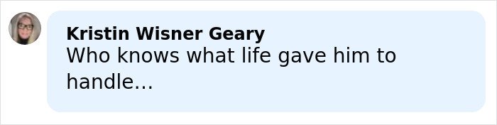 Comment from Kristin Wisner Geary in a light blue chat bubble discussing challenges faced by Little Rascals star turned Catholic extremist.