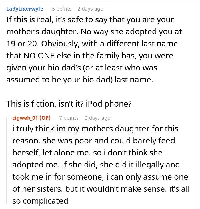 Reddit conversation about a mom strongly opposing daughter getting a DNA test, sparking more curiosity and debate.
