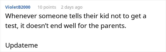 Comment on social media post about mom opposing daughter’s DNA test, causing more determination to proceed with testing.