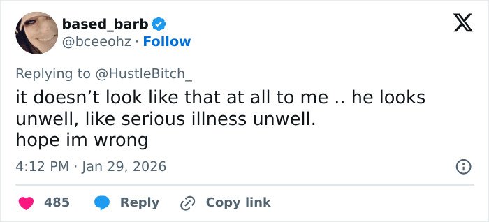 Tweet expressing concern about Ryan Seacrest’s extremely skinny look and fans worrying about this Hollywood trend growing.