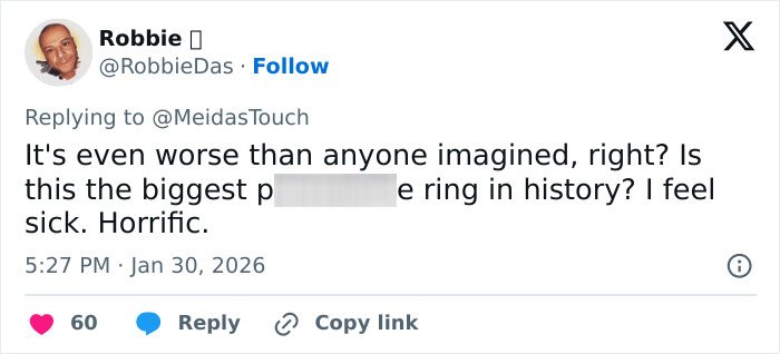 Social media post discussing the Epstein victim and new files alleging involvement with Trump in the a***e case.