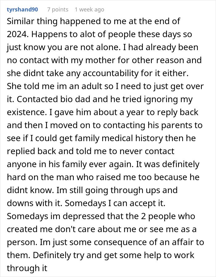 Alt text: Man finds out he has a secret family after wife urges him to take an ancestry test for fun in emotional story.
