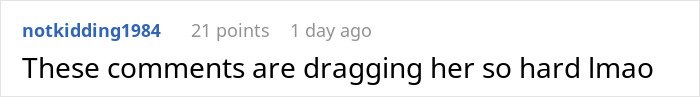 Screenshot of an online comment discussing a woman's experience with karma after her affair partner leaves her.