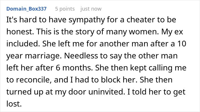 Woman admits defeat by karma as affair partner leaves her after she cheated on her husband, facing consequences of infidelity.