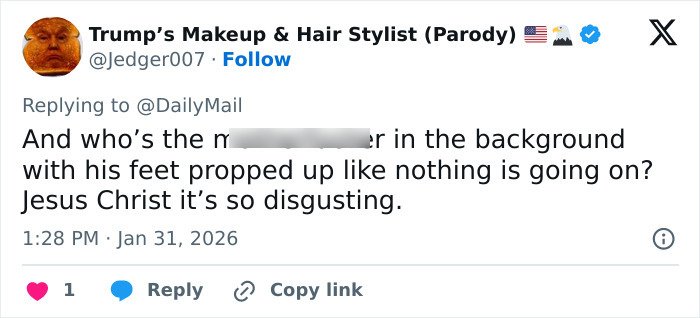 Screenshot of a tweet expressing outrage over new disturbing images of Prince Andrew and emails to Epstein.