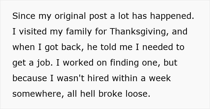 Text about financial problems caused by a SAHM wife told to get a job, leading to divorce discussions.