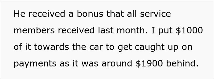 Text excerpt discussing a husband blaming his SAHM wife for financial problems and suggesting she get a job.