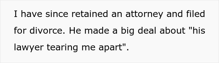 Text excerpt about filing for divorce after financial blame highlights SAHM wife&rsquo;s decision amid marital conflict.