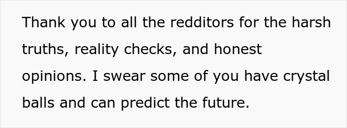 Text thanking Redditors for harsh truths and honest opinions, reflecting on SAHM wife and financial problems discussion.