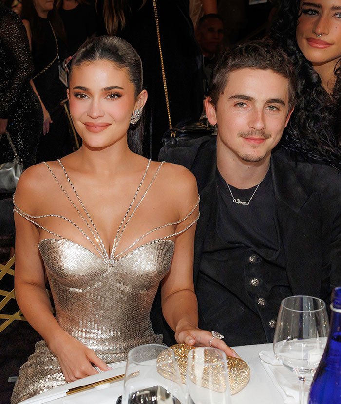 Kylie Jenner and Timothée Chalamet at an event, captured before rumored vicious fight at the Golden Globes.