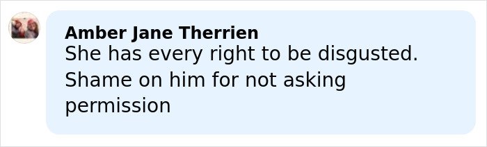 Comment from Amber Jane Therrien expressing support for Pamela Anderson after a negative Golden Globes experience with Seth Rogen.