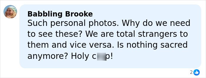 Comment on Meghan Trainor's secret surrogate baby photo expressing surprise and privacy concerns from social media user.