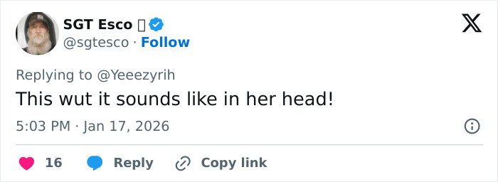 Screenshot of a tweet discussing Bianca Censori’s unexpected talent that breaks the internet, posted by SGT Esco.
