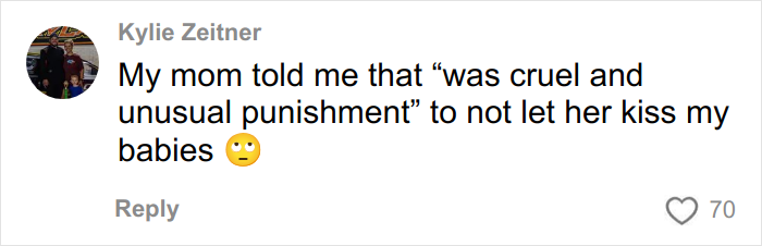 Social media comment about a woman’s gentle reminder for grandma to not kiss her baby going viral with millions of views.