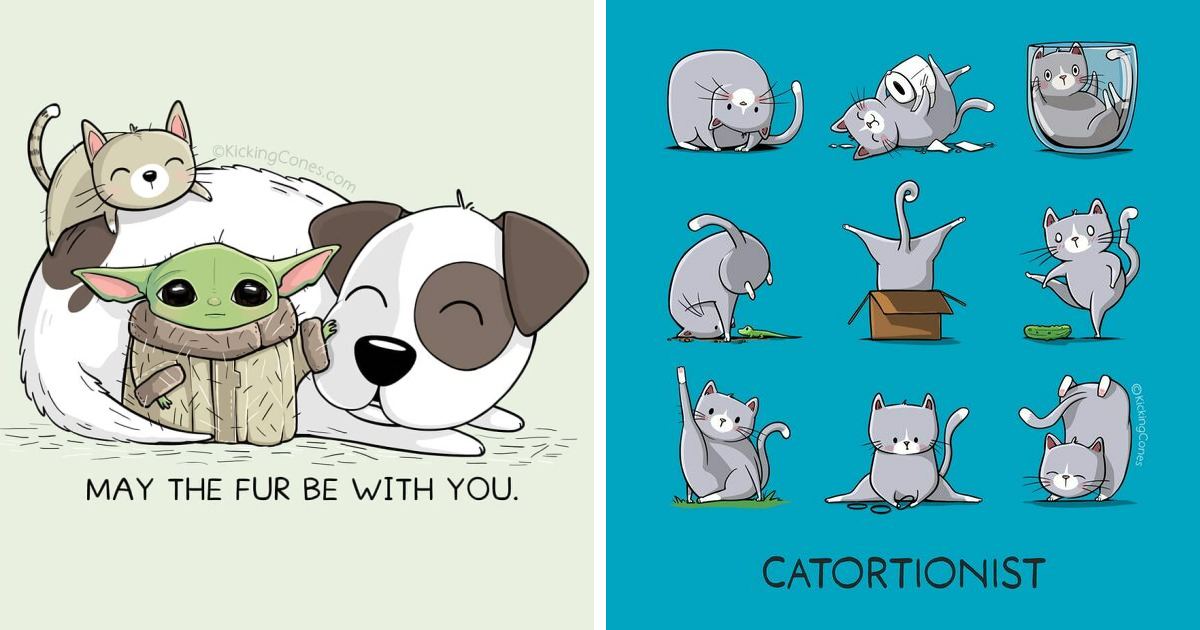 This Artist Makes Wholesome Pun Illustrations Featuring Animals And Objects (32 Pics)