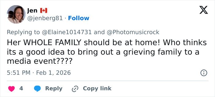 Tweet from Jen expressing concern about the Osbournes' drastic weight loss and presence at a pre-Grammy gala event.
